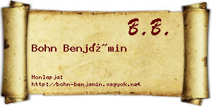 Bohn Benjámin névjegykártya